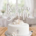 Topper na tort komunijny z drewna