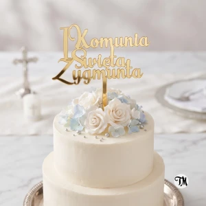 Topper komunijny z imieniem  "I Komunia Święta + imie" (Funky)
