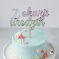 Drewniany Topper Z okazji urodzin na tort