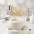 Topper Chrzest Święty z plexi złotej