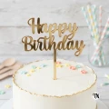 Topper Happy Birthday złoty