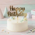 Topper Happy Birthday z plexi złotej