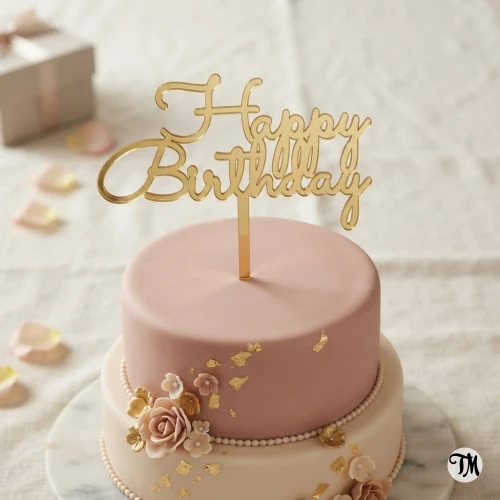 Topper "Happy Birthday" na tort (Minimal)
