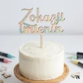 Drewniany Topper Z okazji imienin na tort