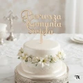 Topper Pierwsza Komunia Święta drewniany