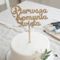 Drewniany Topper Pierwsza Komunia Święta na tort