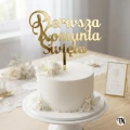 Topper Pierwsza Komunia Święta z plexi złotej