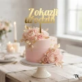 Topper Z okazji urodzin z plexi złotej
