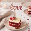 Drewniany Topper piker love z sercem w o na deserek