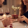 Złoty Topper piker love z sercem w o na deserek