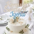 Drewniny Topper komunijny z imieniem Komunia Święta + imie na tort