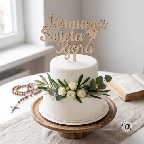 Topper komunijny z imieniem "Komunia Święta + imie" (Sweet)