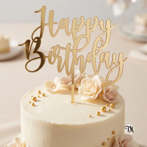 Topper "Happy Birthday" na tort (Boho)