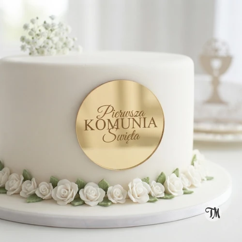 Dekor koło z grawerem "Pierwsza KOMUNIA Święta"