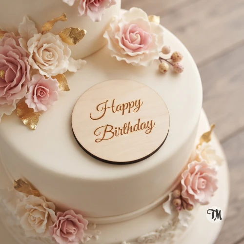Dekor koło z grawerem "Happy Birthday"