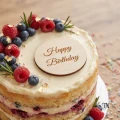 Drewniany Dekor koło z grawerem Happy Birthday na tort