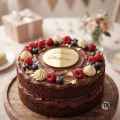 Dekor koło z grawerem Happy Birthday z plexi złotej