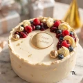 Złoty Dekor koło z grawerem Happy Birthday na tort