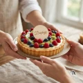 Drewniany Dekor koło z grawerem Dziękuję na tort