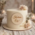Drewniany Dekor koło z grawerem Kocham Cię na tort