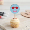 Drewniany mini Topper piker Uśmiech oczy serca