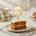 Złoty Topper piker Uśmiech oczy serca na deserek