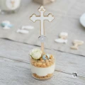 Drewniany Topper piker Krzyż z zaokrąglonymi końcami