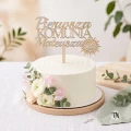 Drewniany Topper komunijny z imieniem Pierwsza Komunia + imie