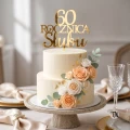 Topper ROCZNICA Ślubu z liczbą cyfra+ROCZNICA Ślubu złoty