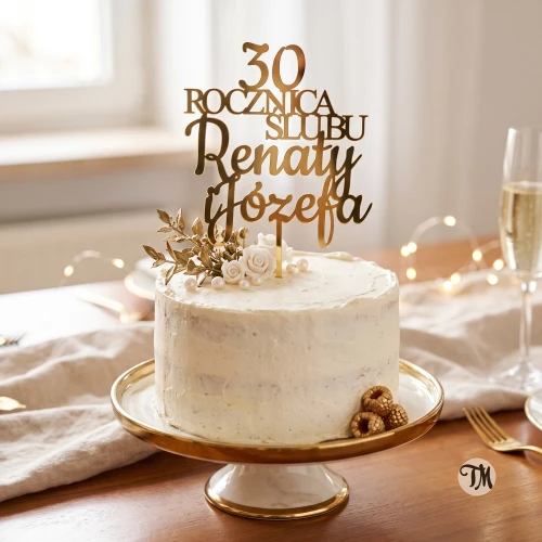Topper na rocznicę "cyfra + ROCZNICA ŚLUBU + imie&imie" (Sweet)