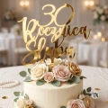 Złoty Topper ROCZNICA Ślubu z liczbą cyfra+ROCZNICA Ślubu