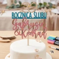 Drewniany Topper na rocznicę cyfra + ROCZNICA ŚLUBU + imie+imie