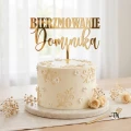 Topper BIERZMOWANIE z imieniem  z plexi złotej