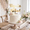 Topper ślubny z imionami imie + imie z plexi złotej