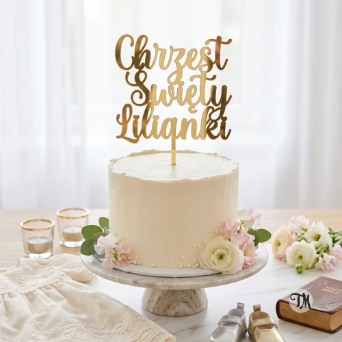 Topper na Chrzest z imieniem "Chrzest Święty + imie" (Glamour)