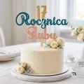 Drewniany Topper na rocznicę cyfra + Rocznica Ślubu