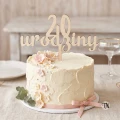 Topper urodzinowy z liczbą cyfra + urodziny drewniany