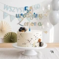 Drewniany Topper urodzinowy z imieniem i liczbą