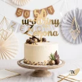 Złoty Topper urodzinowy z imieniem i liczbą cyfra + urodziny + imie