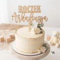 Drewniany Topper ROCZEK+ imie roczkowy z imieniem na tort