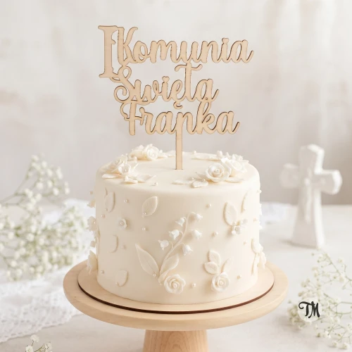 Topper komunijny z imieniem " I Komunia Święta + imie" (Glamour)