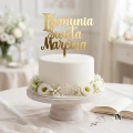 Topper komunijny z imieniem  I Komunia Święta + imie złoty