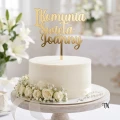 Topper komunijny z imieniem  I Komunia Święta + imie z plexi złotej