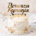 Topper na Komunię Pierwsza Komunia Święta złoty