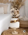 Drewniany Topper na tort Mam już Roczek w heksagonie z liśćmi