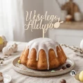Topper na Wielkanoc Wesołego Alleluja z jajkiem drewniany