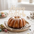 Topper na Wielkanoc Happy Easter z króliczkiem drewniany