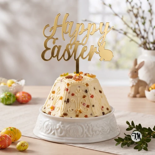 Topper na Wielkanoc "Happy Easter" z króliczkiem