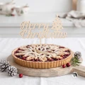 Topper świąteczny Merry Christmas z choinką drewniany