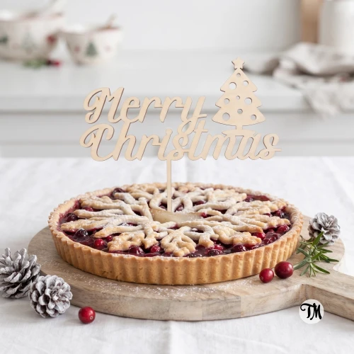 Topper świąteczny "Merry Christmas" z choinką